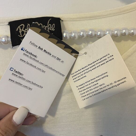 Bob Mackie Sweater Womens 3X Wearable Art Rhinestone Pullover Colorblock mature - Picture 5 of 10